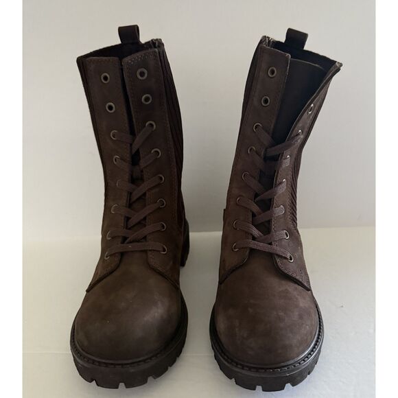 NWOB Bueno Stella Brown Nubuck Combat Boots Calf High Fleece Lined Comfort Sz 36 - Picture 4 of 9